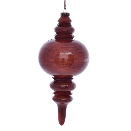 Vickerman 13" Copper Wood Grain Finial Ornament