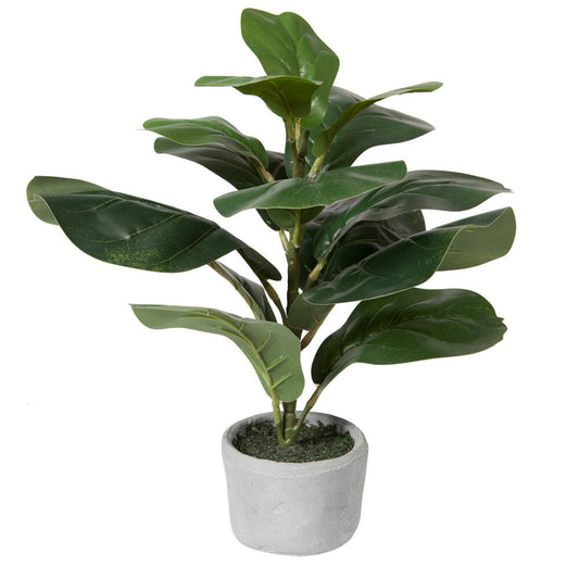 Vickerman 17" Green Artificial Fiddle Leaf Fig Plant in Pot.