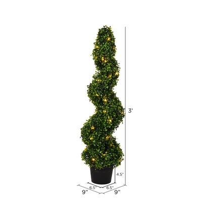 Vickerman 3' Artificial Potted Green Boxwood Spiral Tree.