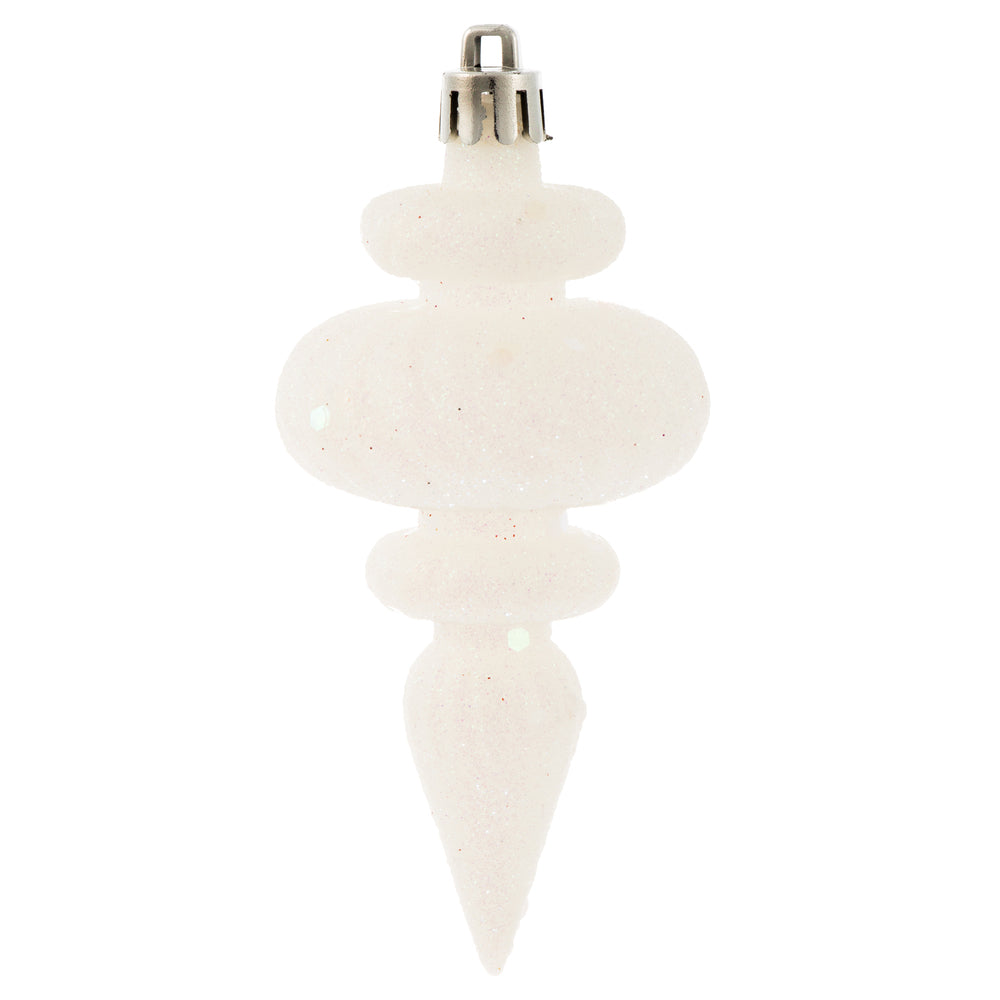 Vickerman 4" White 4-Finish Finial Ornament 8 per Box