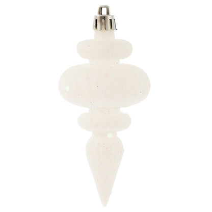 Vickerman 4" White 4-Finish Finial Ornament 8 per Box