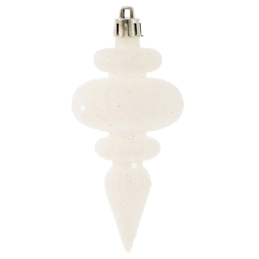 Vickerman 4" White 4-Finish Finial Ornament 8 per Box