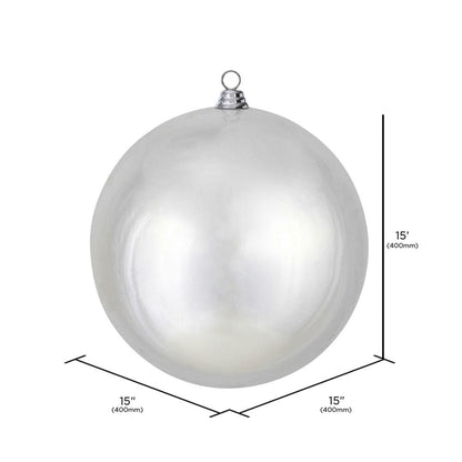 Vickerman 15.75" Silver Shiny Ball Ornament