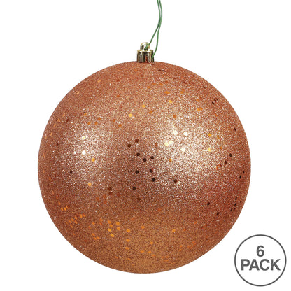 Vickerman 4" Rose Gold Sequin Ball Ornament 6 per Bag