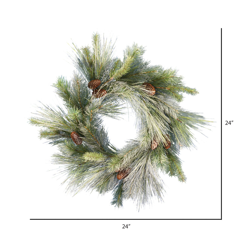 Vickerman 24" Frosted Myers Pine Artificial Christmas Wreath Unlit inside diameter 13"