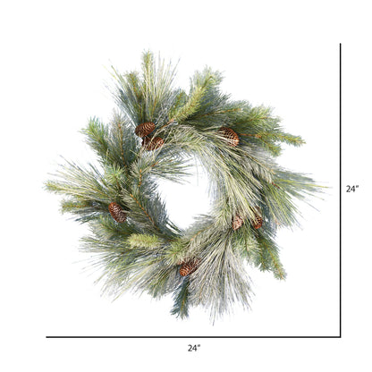 Vickerman 24" Frosted Myers Pine Artificial Christmas Wreath Unlit inside diameter 13"