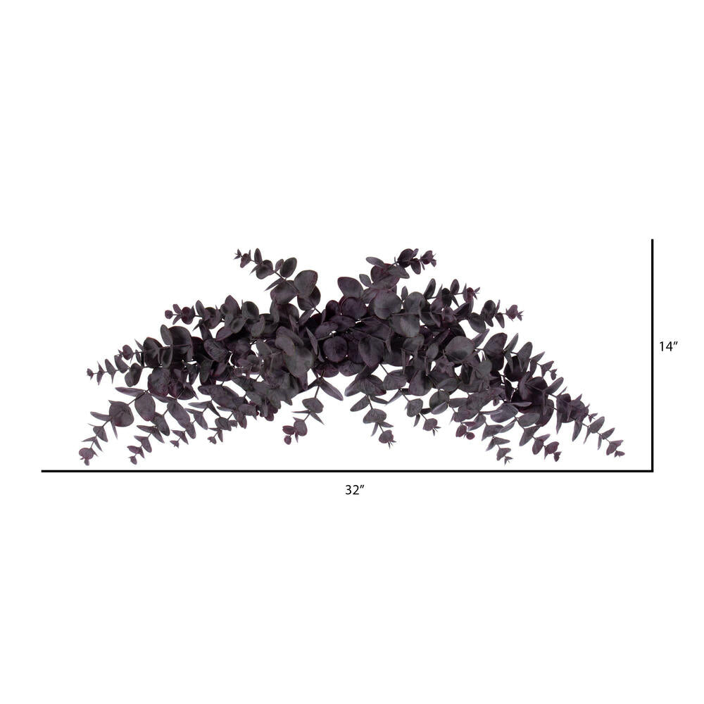 Vickerman 32" Artificial Burgundy Spiral Eucalyptus Crescent Swag