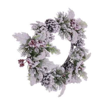 Vickerman 12" Artificial Frosted Berry Pinecone and Pine Wreath