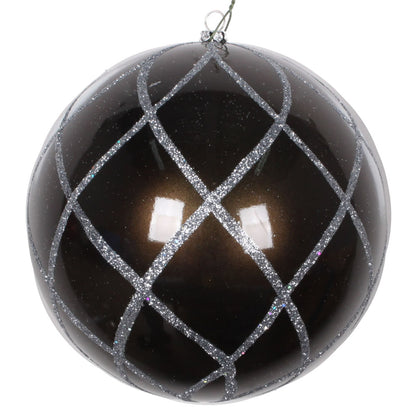 Vickerman 6" Pewter Candy Finish Net Ball Ornament with Glitter Accents 2 per Bag