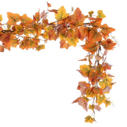 Vickerman 5' Fall Orange Artificial Leaf Garland.