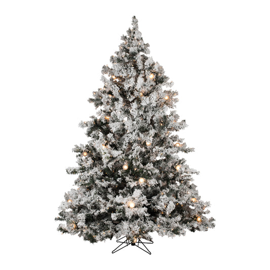 Vickerman 7.5' Flocked Alaskan Pine Artificial Christmas Tree Clear Dura-Lit lights