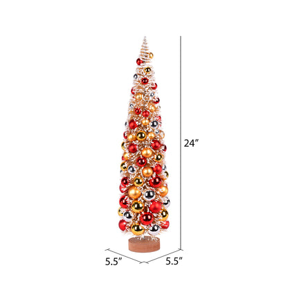 Vickerman 24" Vintage Tabletop Frosted Gold Artificial Christmas Tree Red Gold Silver Ornament