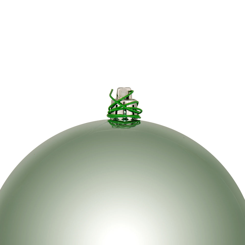 Vickerman 6" Frosty Mint Shiny Ball Ornament 4 per Bag