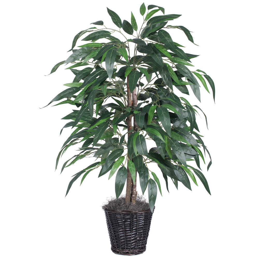 Vickerman 4' Artificial Mango Bush Rattan Basket.