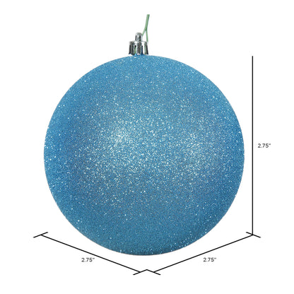 Vickerman 2.75" Turquoise Glitter Ball Ornament 12 per Bag