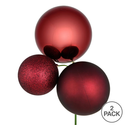 Vickerman 18" Wine Ball Ornament Christmas Pick Pack of 2