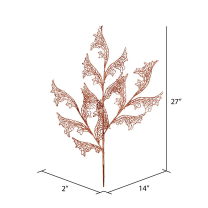 Vickerman 27" Rose Gold Glitter Coral Bells Leaf Lace Artificial Christmas Spray. Includes 12 sprays per pack.