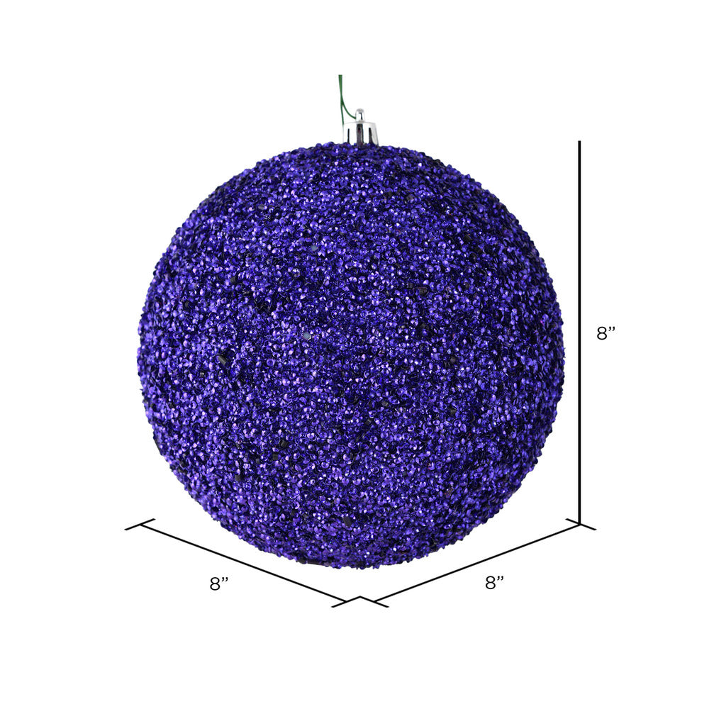 Vickerman 8" Cobalt Blue Beaded Ball Ornament 2 per Bag