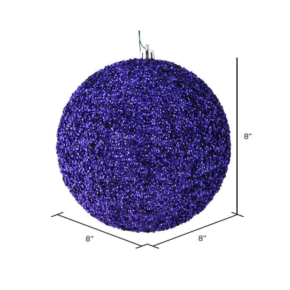 Vickerman 8" Cobalt Blue Beaded Ball Ornament 2 per Bag