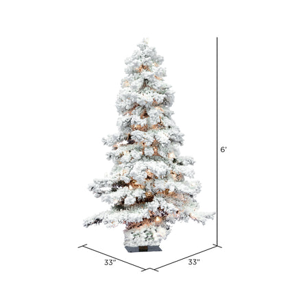 Vickerman 6' Flocked Spruce Artificial Christmas Tree with 300 Clear Lights