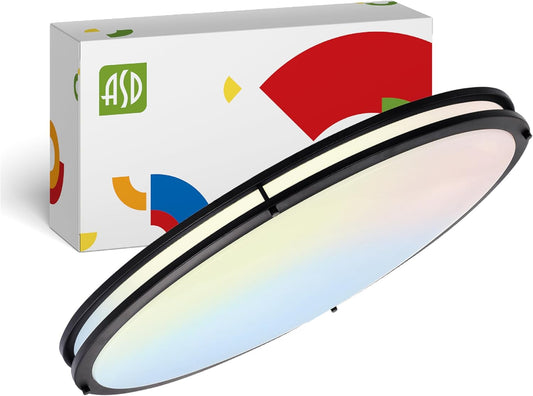 ASD Lighting LED Oval Double Ring Flushmount 32" 45W 120-277V Dimmable CCT Selectable 3000/4000/5000K Black ETL Energy Star