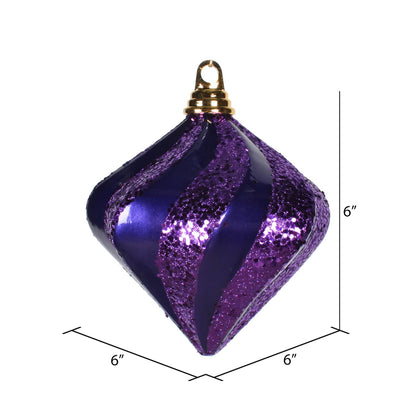 Vickerman 6'' Purple Candy/Glitter Swirl Diamond Christmas Ornament