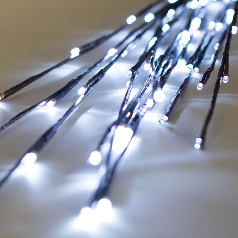 Vickerman 60 Cool White Wide Angle LED Twig Light Set on Brown Wire Pack of 3