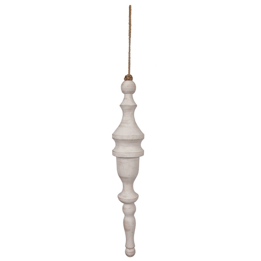 Vickerman 15" White Washed Turned Wood Finial Ornament 2 per bag.