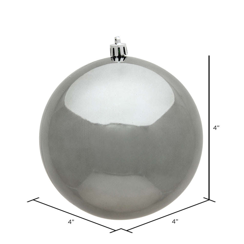 Vickerman 4" Pewter Shiny Ball Ornament 6 per Bag
