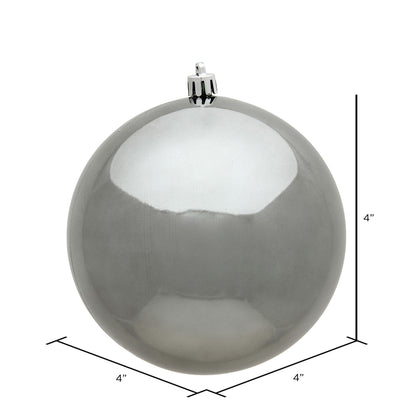 Vickerman 4" Pewter Shiny Ball Ornament 6 per Bag