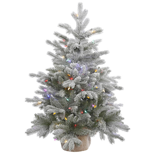 Vickerman 36" Frosted Sable Pine Artificial Christmas Tree Multi-Colored Dura-Lit® LED Lights.