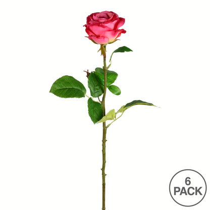 Vickerman 26" Artificial Deep Pink Rose Stem 6 per Bag