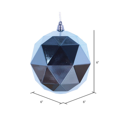 4.75" Baby Blue Geometric Ball Ornament Featuring a Shiny Finish. Comes 4 per bag