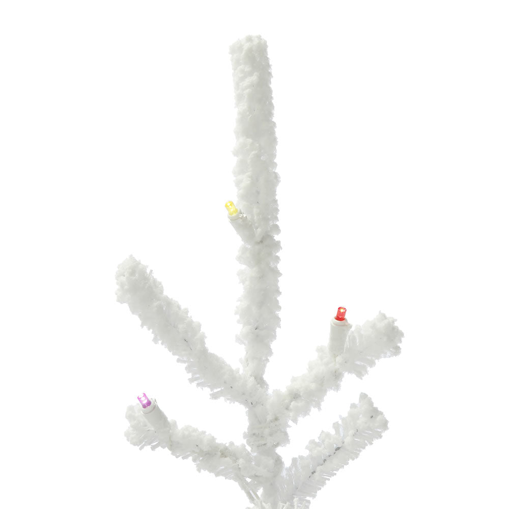 Vickerman 7.5' Flocked Twig Artificial Christmas Tree Multi-Colored Dura-lit LED Lights
