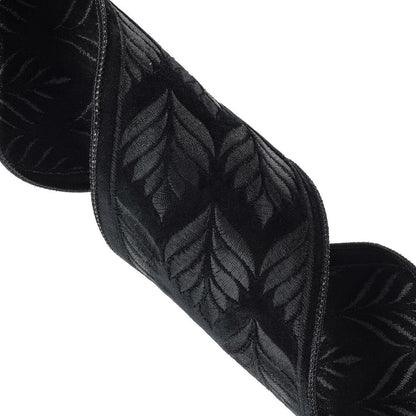 Vickerman 4" x 10 Yards Black Embroidery Wired Edge Christmas Ribbon.