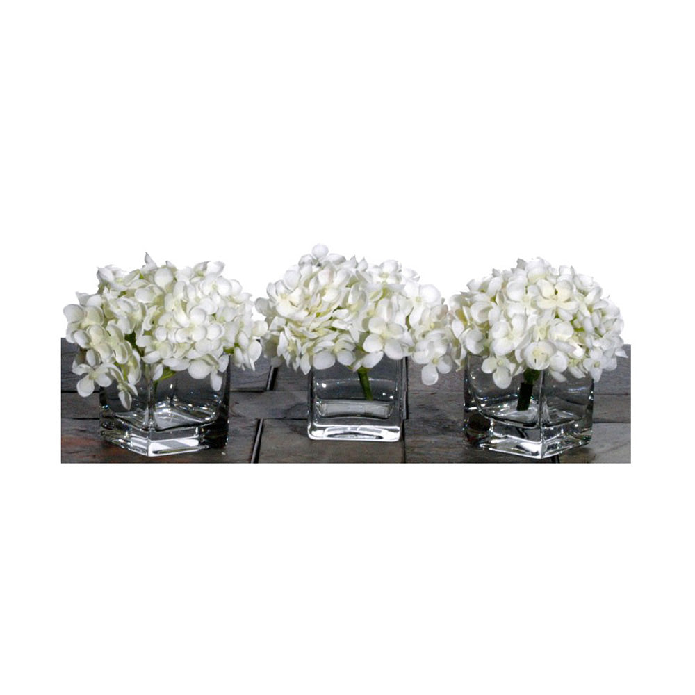 Vickerman Artificial White Mini Hydrangea Set. Comes as a Set of 3.