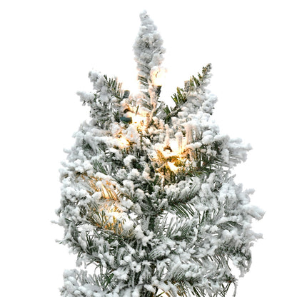 Vickerman 9' Flocked Utica Fir Slim Artificial Christmas Tree Pure White Single Mold LED Lights