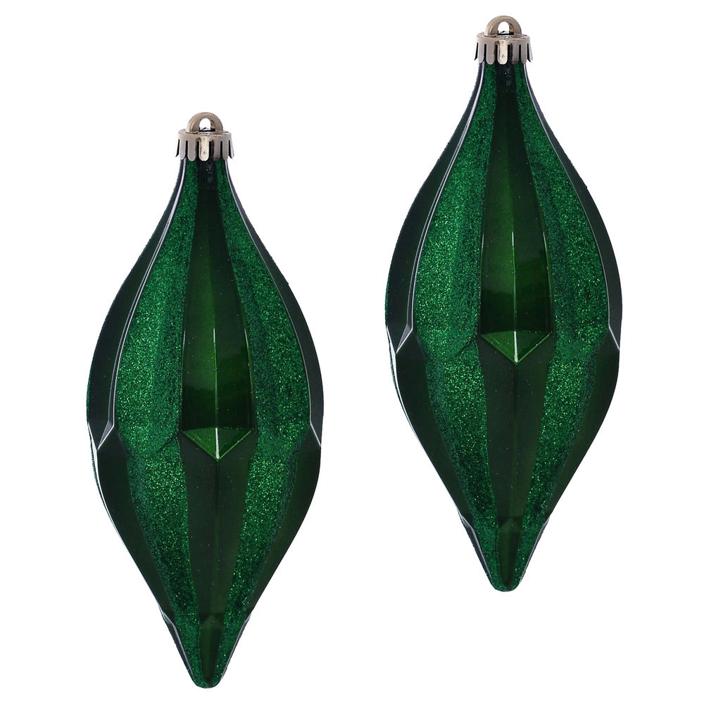 Vickerman 10" Green Candy Glitter Shuttle Christmas Ornament Pack of 2
