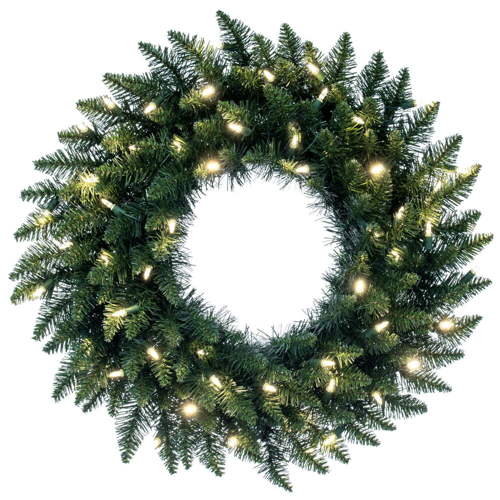 Vickerman 24" Camdon Fir Artificial Christmas Wreath with Warm White LED Mini Lights