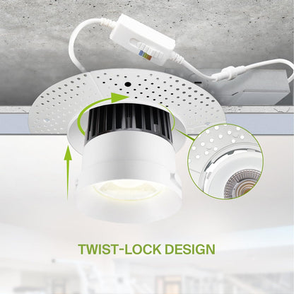 ASD Lighting LED Trimless Downlight Round 6inch 24W 120-277V 0-10V Dimmable 2700/3000/3500/4000/5000K White ETL Energy Star