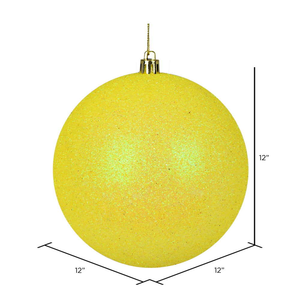 Vickerman 12" Yellow Glitter Ball Ornament