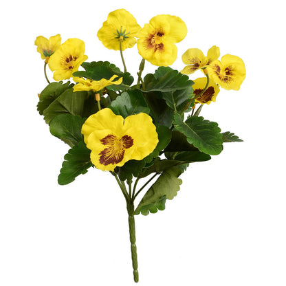 Vickerman 10" Artificial Yellow Pansy Bush 4 per pack