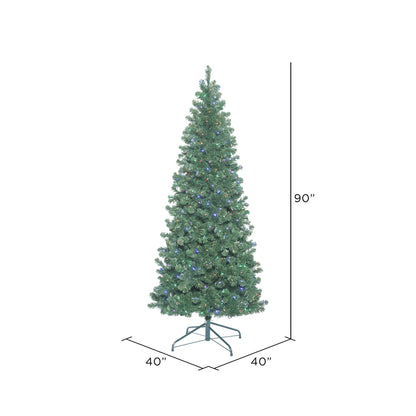 Vickerman 7.5' Oregon Fir Slim Artificial Christmas Tree Multi-Colored LED Lights