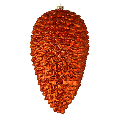 Vickerman 10" Burnished Orange Matte Glitter Pinecone Christmas Ornament Pack of 2