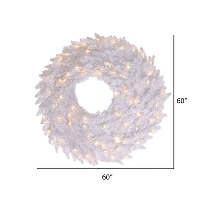 Vickerman 60" White Fir Artificial Christmas Wreath Warm White Dura-Lit LED lights