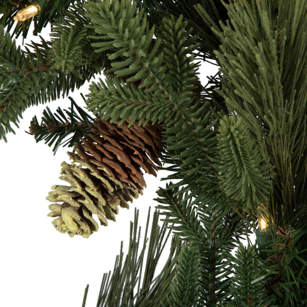Vickerman 30" Emerald Mixed Fir Artificial Christmas Wreath Dura-Lit® Clear Mini Lights