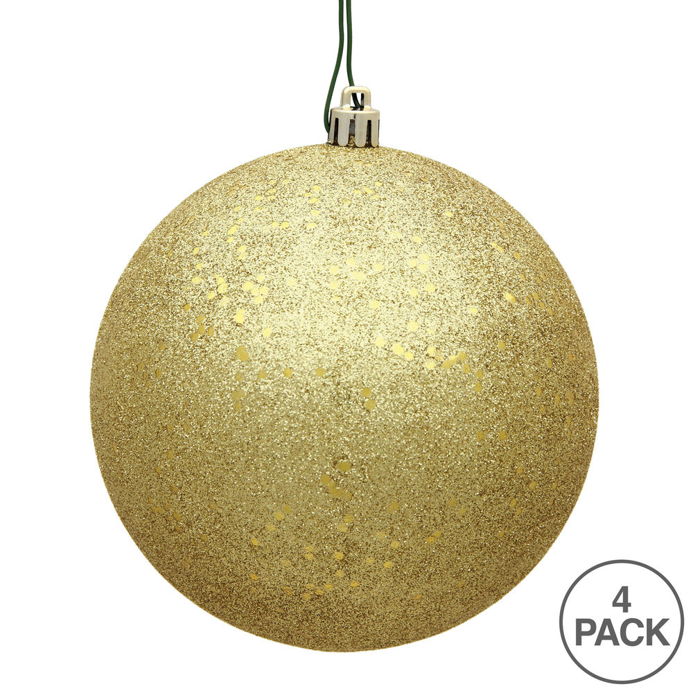 Vickerman 6" Gold Sequin Ball Ornament 4 per Bag