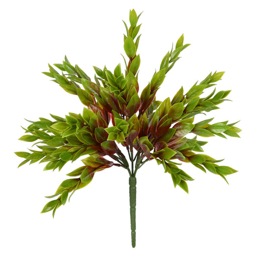 Vickerman 10.5" Artificial Green Mini Leaf Bush UV Coated Set of 4