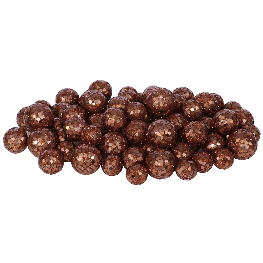 Vickerman 20MM/25MM/30MM Dark Copper Glitter Polystyrene Ball Christmas Ornament 72 per Bag