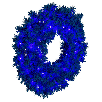 Vickerman 30" Flocked Turquoise Fir Artificial Wreath Dura-Lit® Turquoise LED Mini Lights.